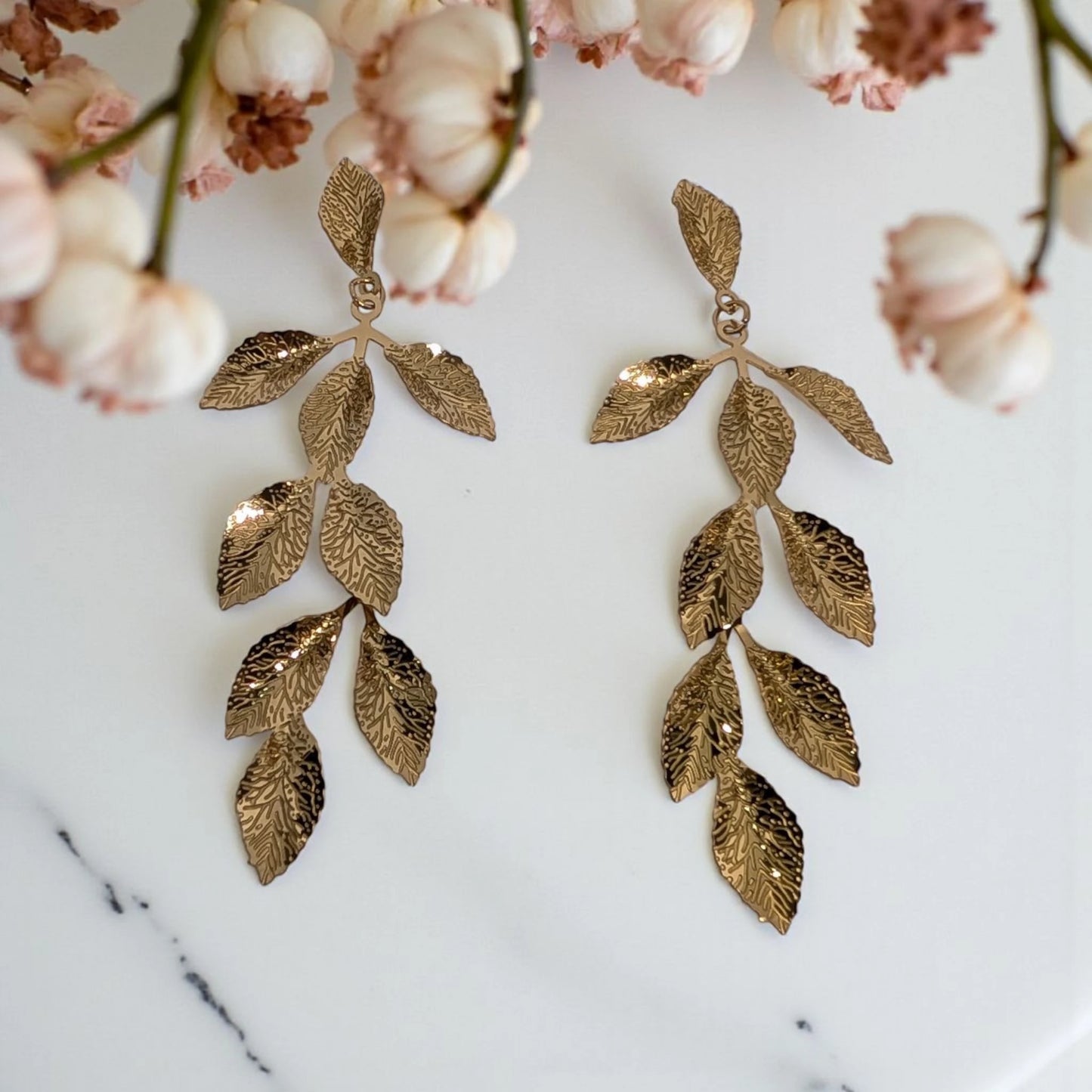 Gold Leaf Drop Earring