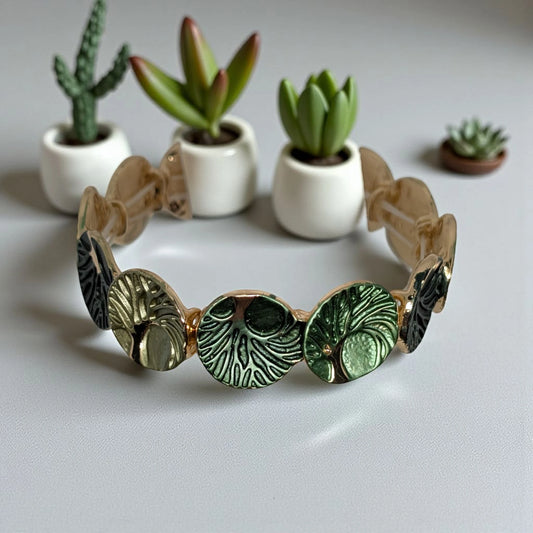 Enamel Green Stretch Bracelet