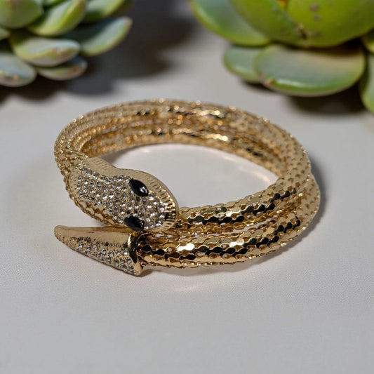Gold Snake Chain Coil Bracelet