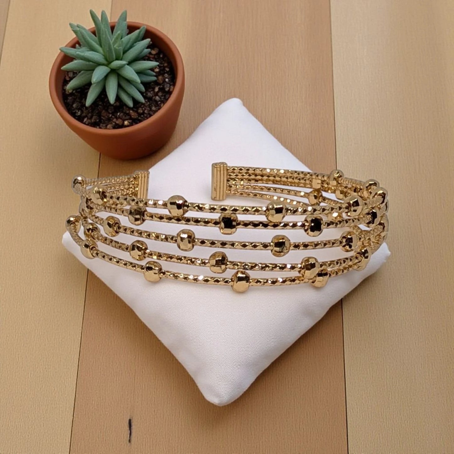 Gold Cuff Ring Shape Bracelet