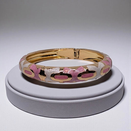 Enamel Open Bangle Bracelet with Design