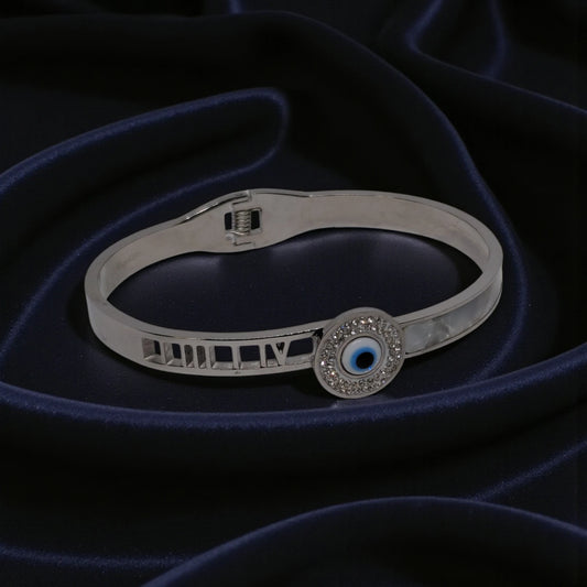 Silver Evil Eye Stainless Steel Waterproof Bracelet