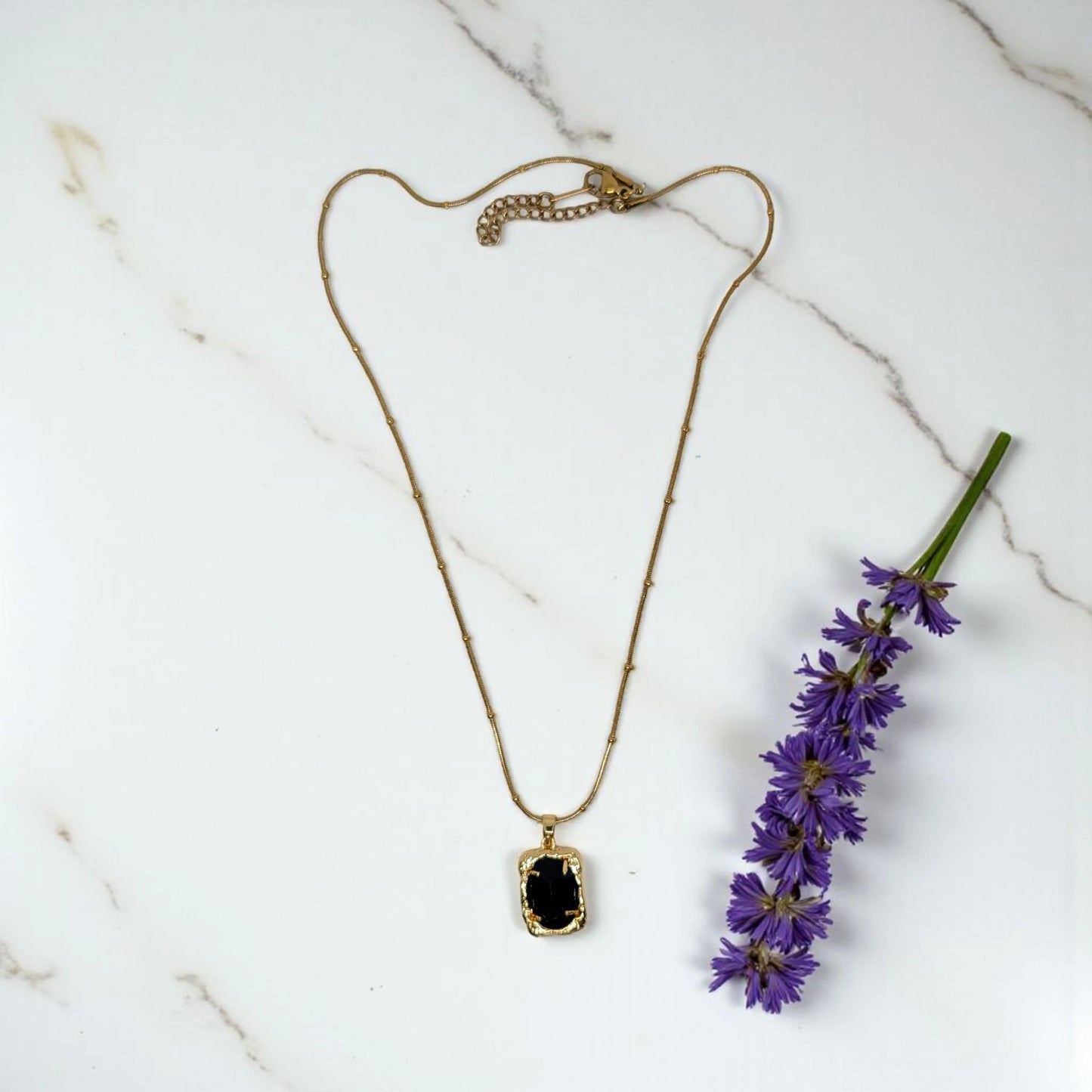 Black Rectangle Stainless Steel Pendant Set