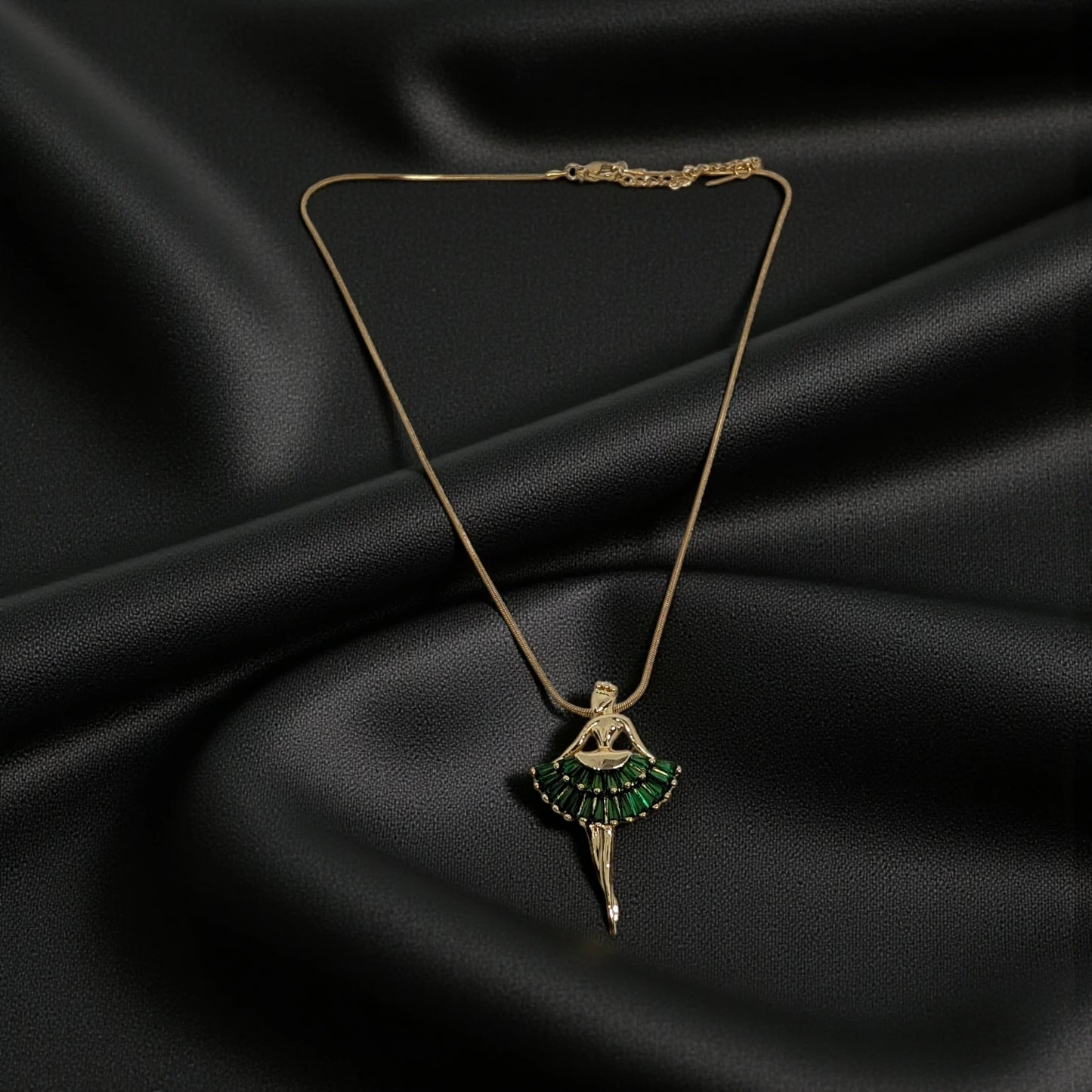 Ballerina Pendant Necklace Gold Plated Stainless Steel