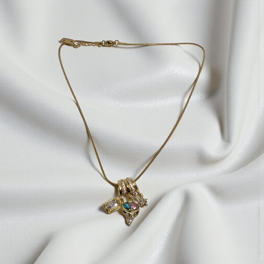 Waterproof Gold Plated Stainless Steel Mixed Shape Necklace
