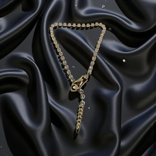 Gold Plated Lariat Snake Necklace