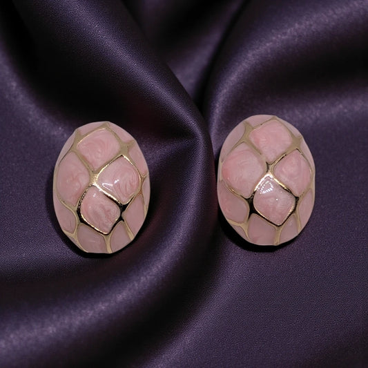 Pink Enamel Stud Earrings