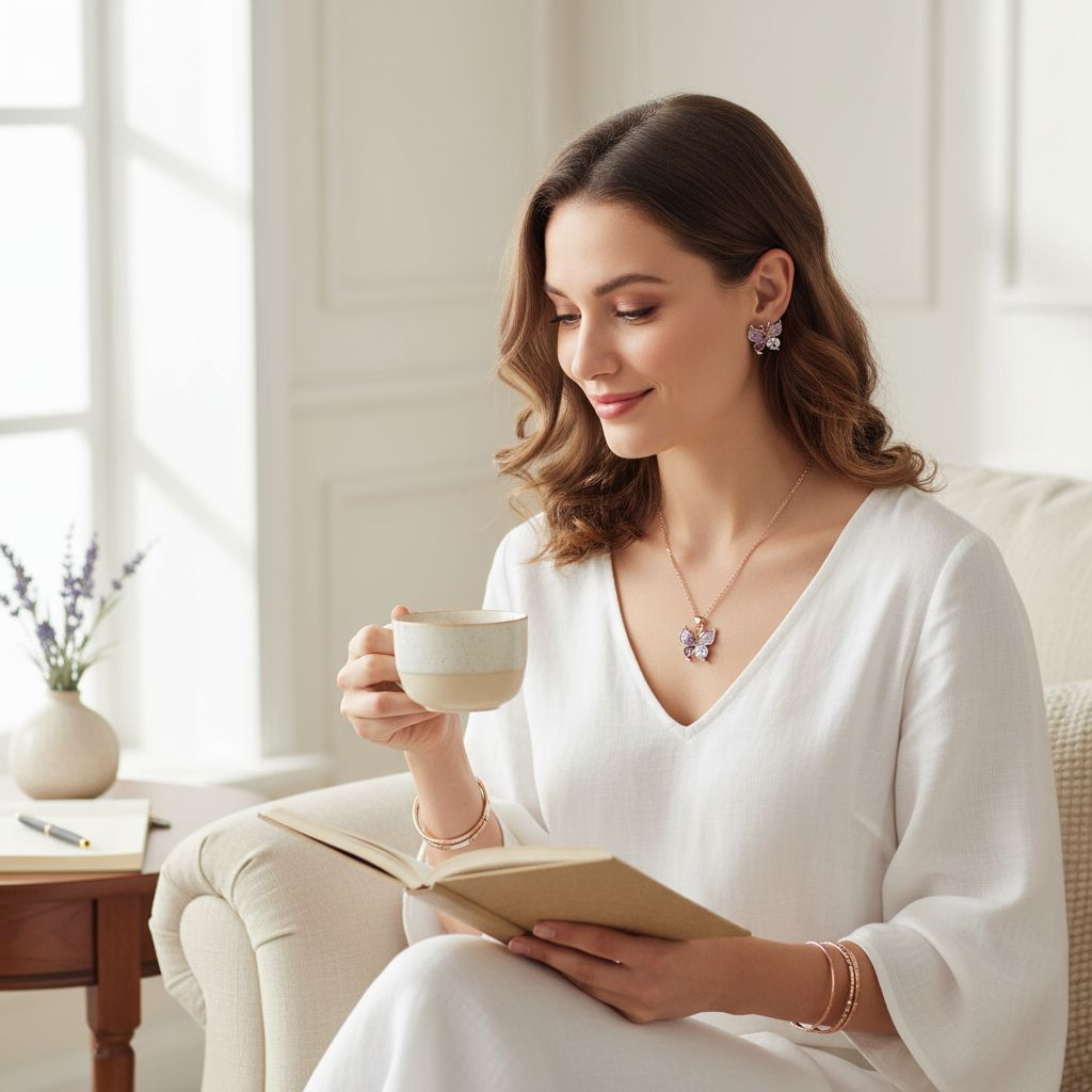 Butterfly Purple Pendant set with Earrings