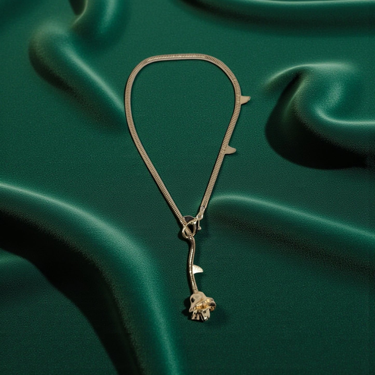 Stunning Rose Lariat Necklace, Y - Shape