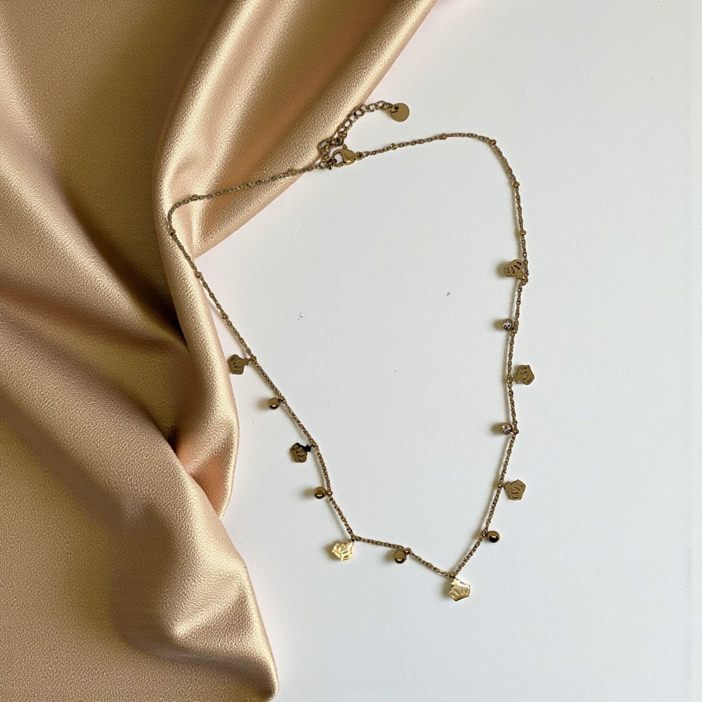Gold Plated Stainless Steel Charms Necklace