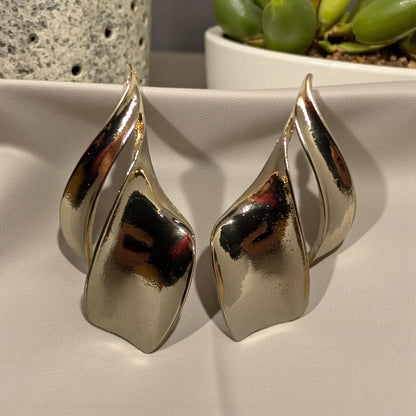 Gold Plated Large Leaf Earring