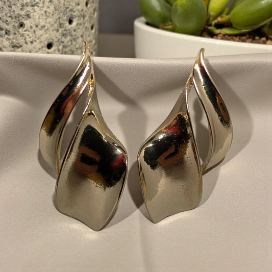 Gold Plated Large Leaf Earring
