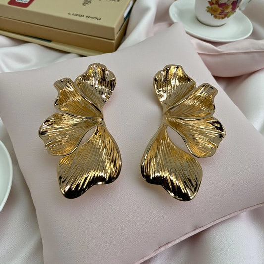 Gold Plated Petal Stud Earrings