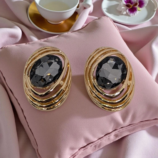 Large Gold-Toned Stud Earring.