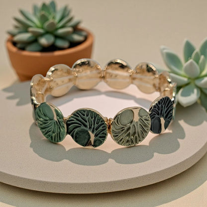 Enamel Green Stretch Bracelet