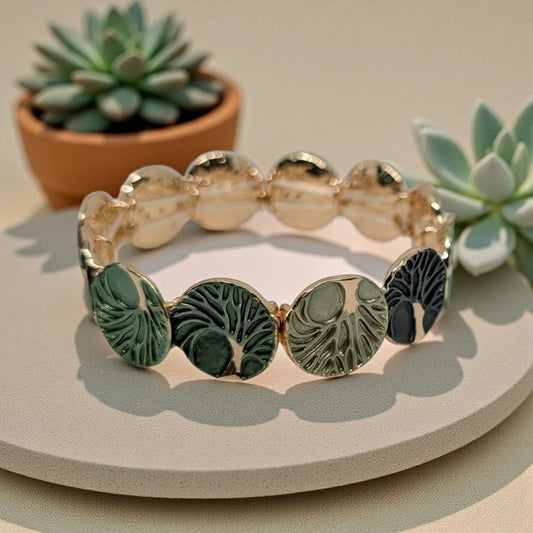 Enamel Green Stretch Bracelet