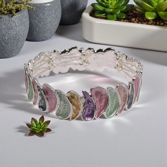Silver Multicolour Stretch Bracelet