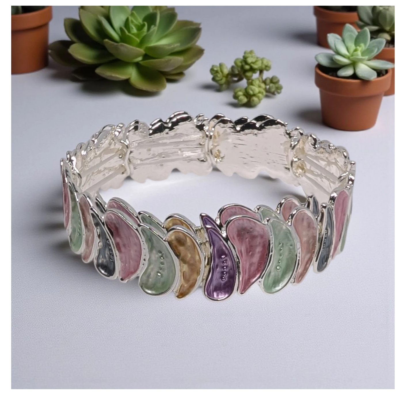 Silver Multicolour Stretch Bracelet