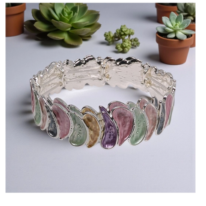 Silver Multicolour Stretch Bracelet