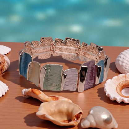 Gold Enamel Multicolour Stretch Bracelet