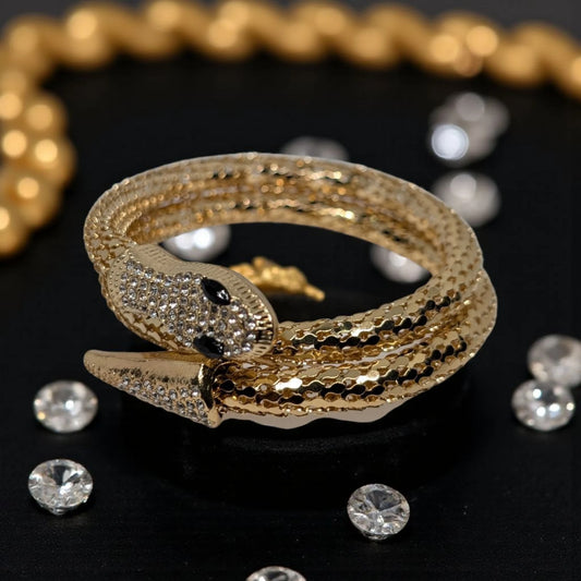 Gold Snake Chain Coil Bracelet