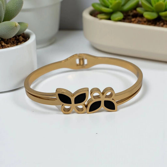Gold and Black Butterfly Stainless Steel Waterproof Bracelet