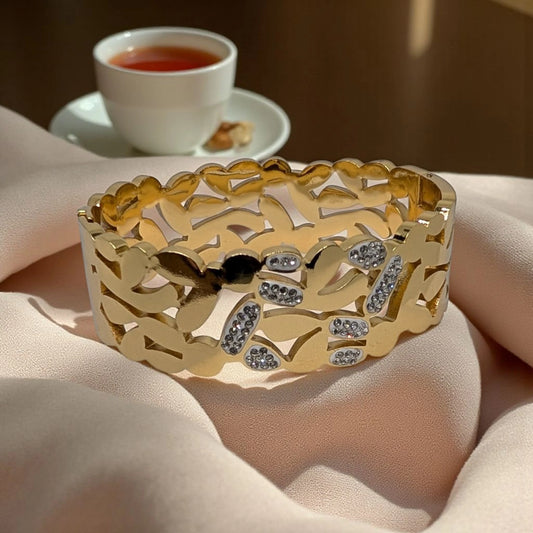 Golden Stainless Steel Wide Bracelet