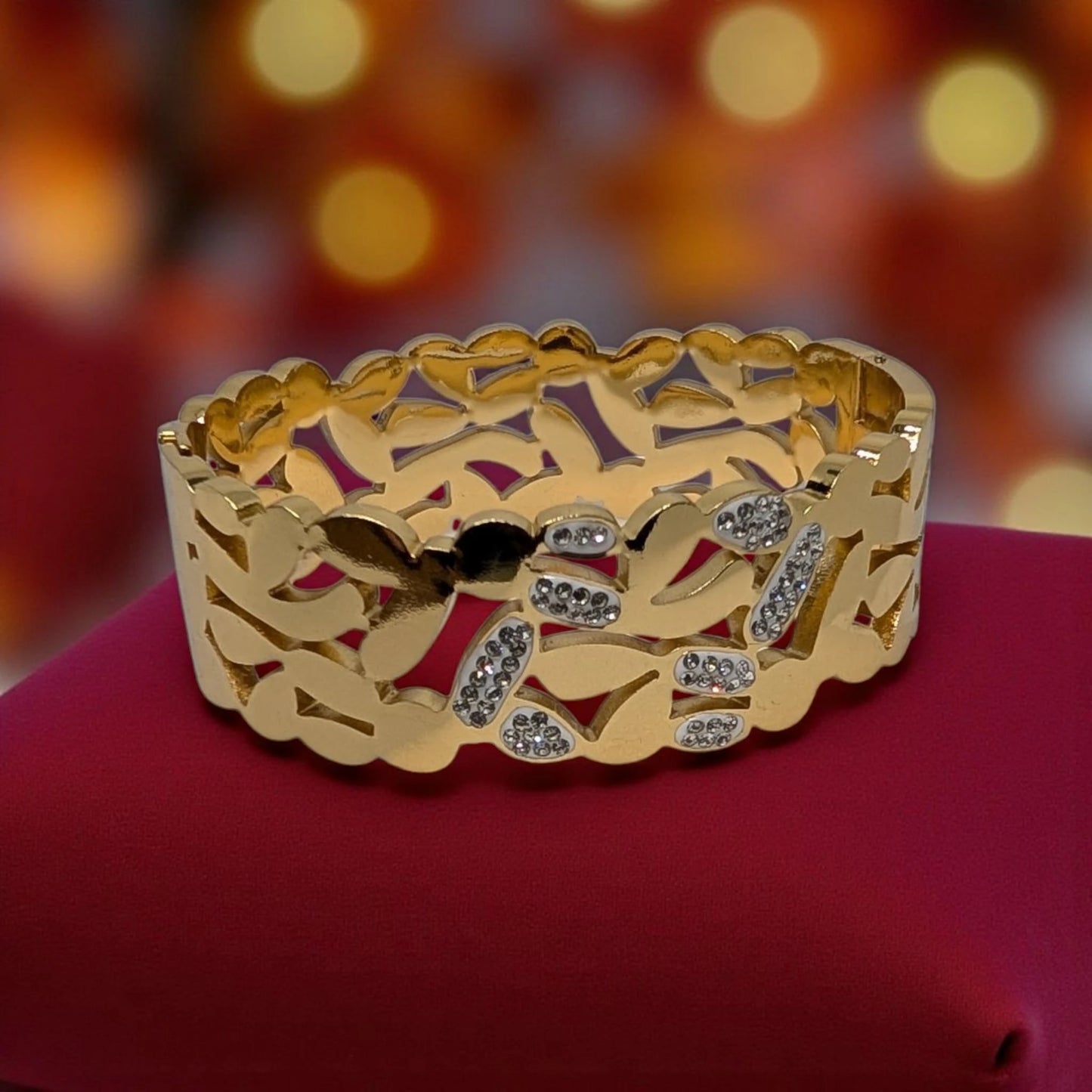 Golden Stainless Steel Wide Bracelet