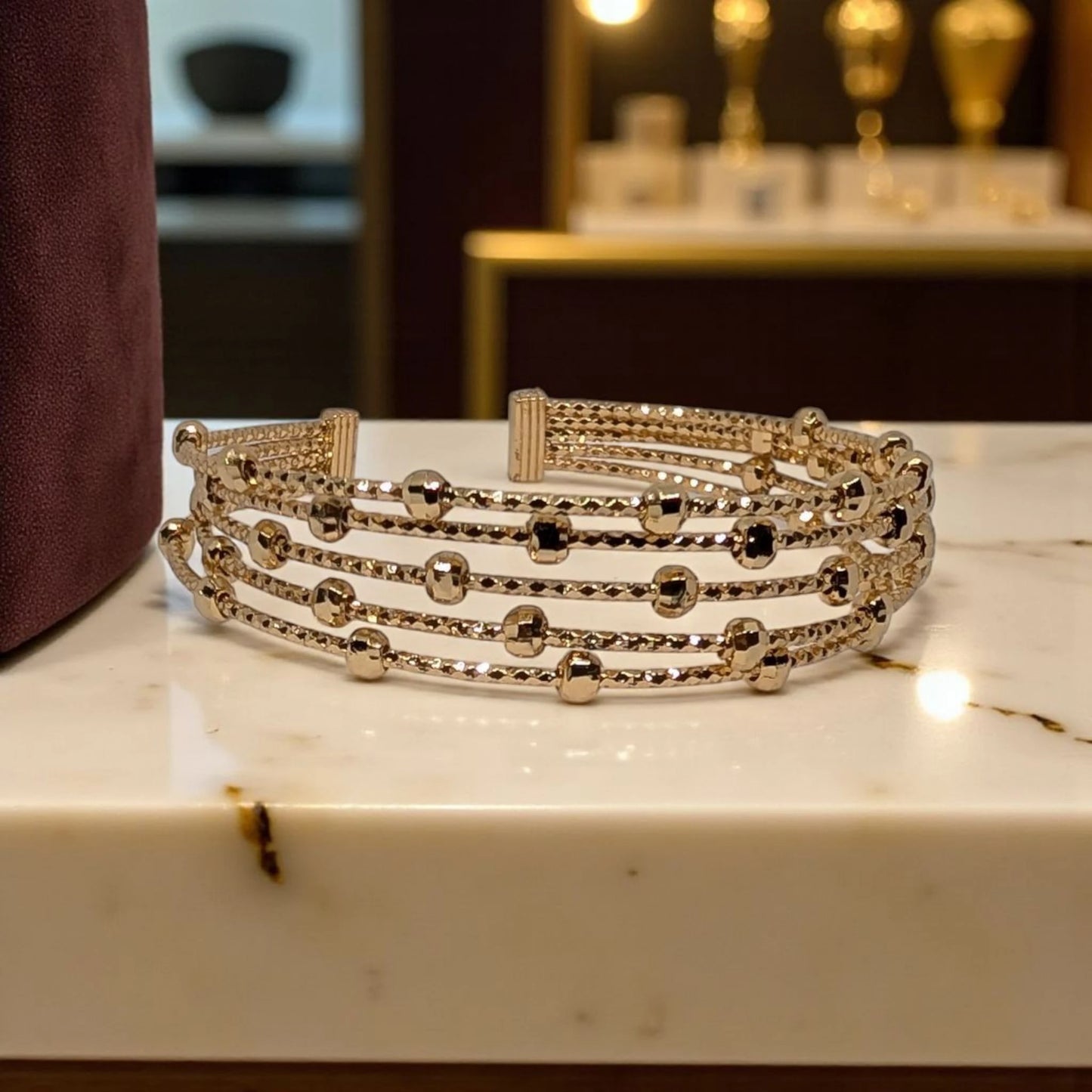 Gold Cuff Ring Shape Bracelet