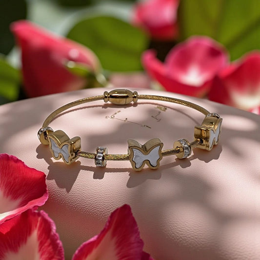 Golden with White butterfly Bracelet