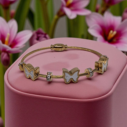 Golden with White butterfly Bracelet