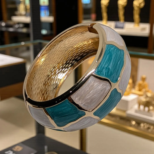 Gold Wide Wrist Bangle Bracelet