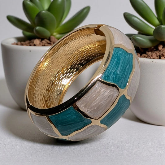 Gold Wide Wrist Bangle Bracelet