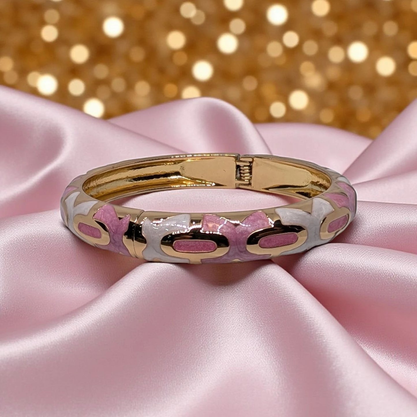 Enamel Open Bangle Bracelet with Design