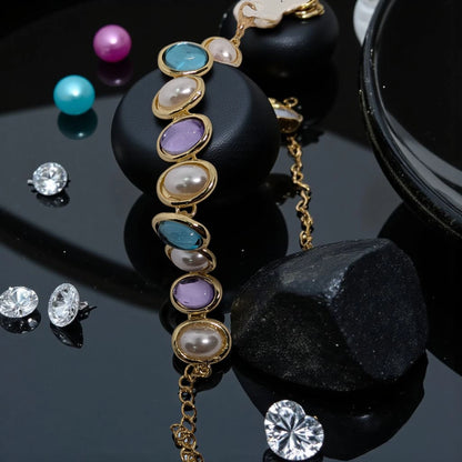 Gold Plated Pearl Multicolour Bracelet