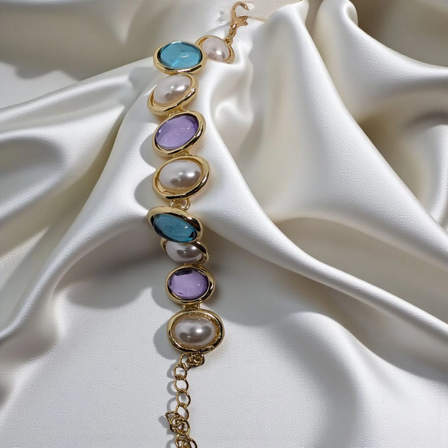 Gold Plated Pearl Multicolour Bracelet