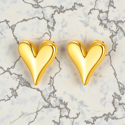 Hearts Stud 18k Gold Plated Waterproof Stainless Steel Earrings