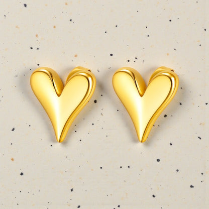 Hearts Stud 18k Gold Plated Waterproof Stainless Steel Earrings