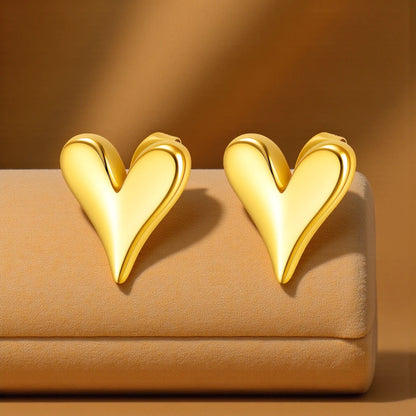 Hearts Stud 18k Gold Plated Waterproof Stainless Steel Earrings