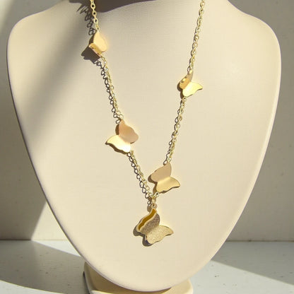 18K Gold Plated Stainless Steel Butterfly Charm Waterproof Necklace