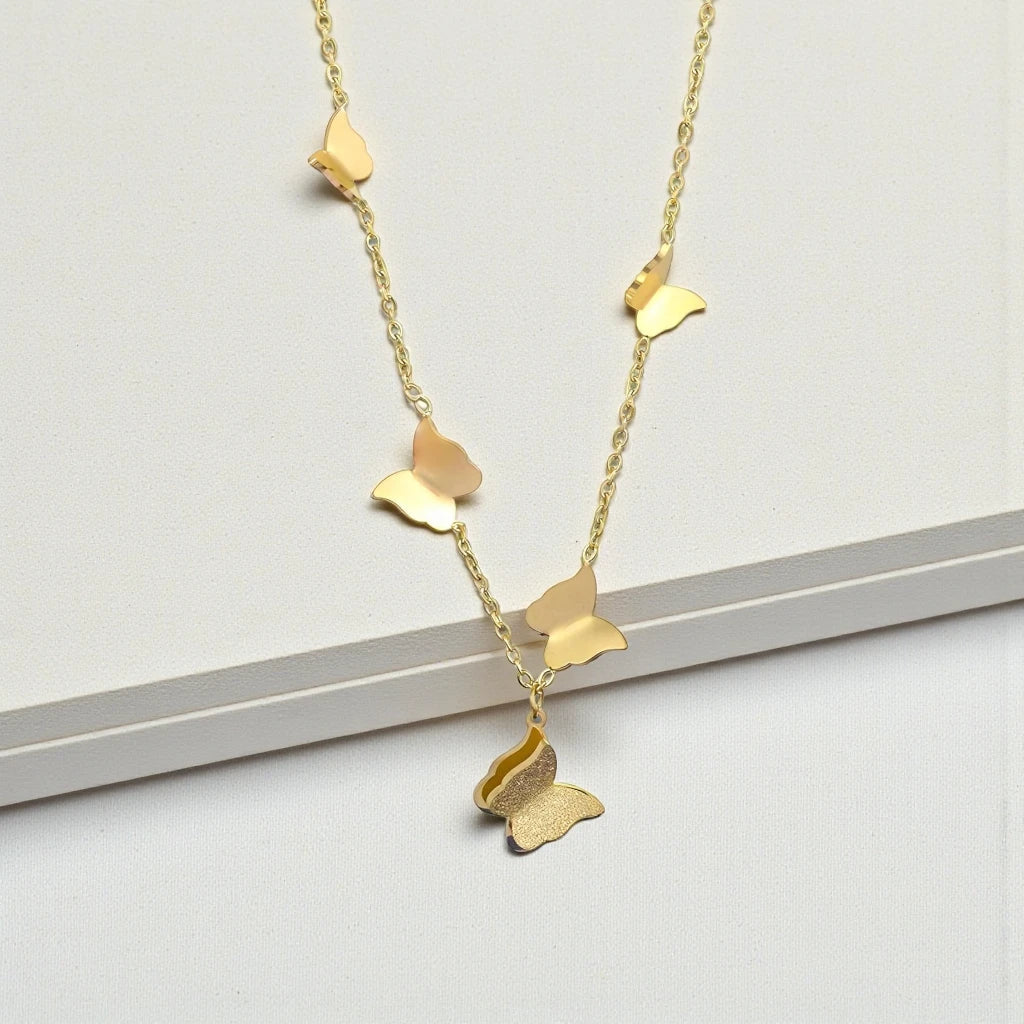 18K Gold Plated Stainless Steel Butterfly Charm Waterproof Necklace