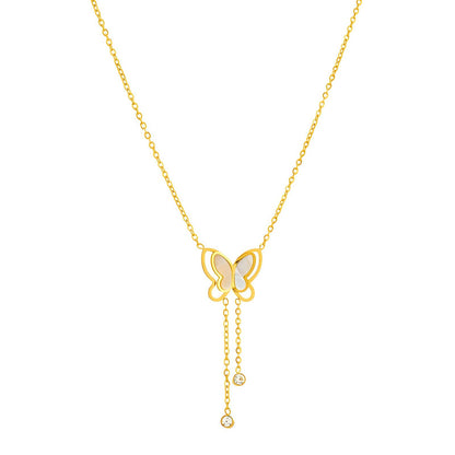 Butterfly Gold-Toned lariat-style Stainless Steel Waterproof Necklace