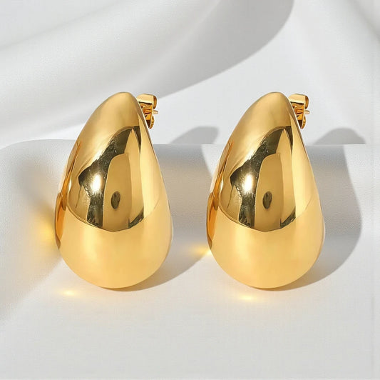 Teardrops Stud Earrings 18K Gold Plated Stainless Steel Waterproof