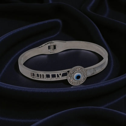 Silver Evil Eye Stainless Steel Waterproof Bracelet