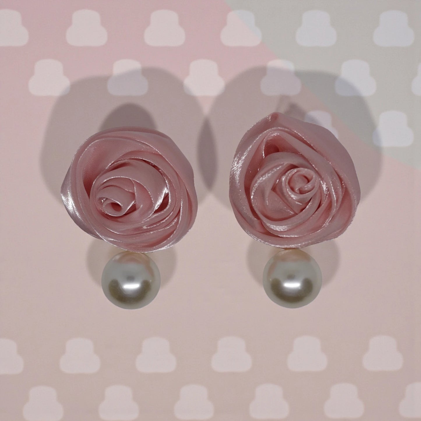 The Blushing Ribbon Rose Stud Earrings