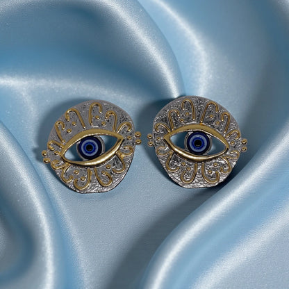 Evil Eye Silver Stud Earrings