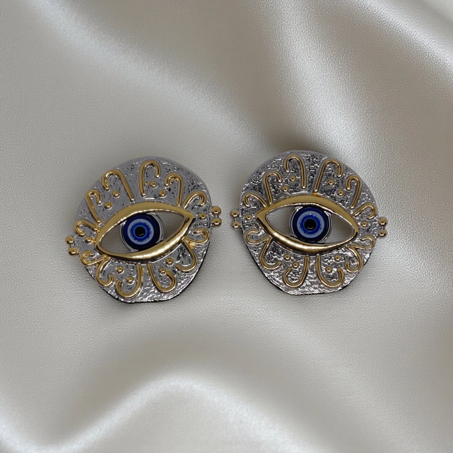 Evil Eye Silver Stud Earrings