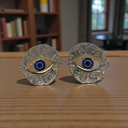 Evil Eye Silver Stud Earrings