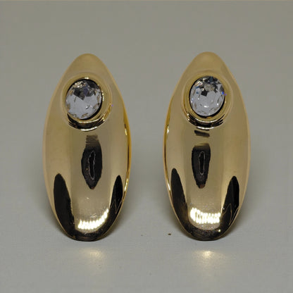 Gold-Tone Crystal Oval Statement Stud Earrings