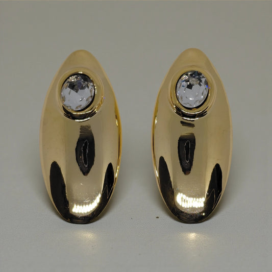Gold-Tone Crystal Oval Statement Stud Earrings